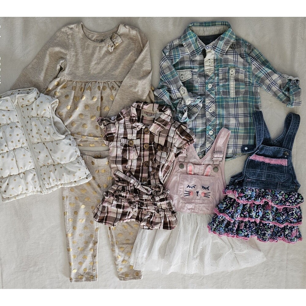 Lot Of 7 Girls 3T Shirts Overall Skirt Pants